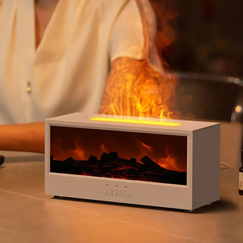 Dyfuzor zapachowy z efektem płomienia 3D, nawilżacz powietrza, kolorowe oświetlenie LED z pilotem, prezent świąteczny