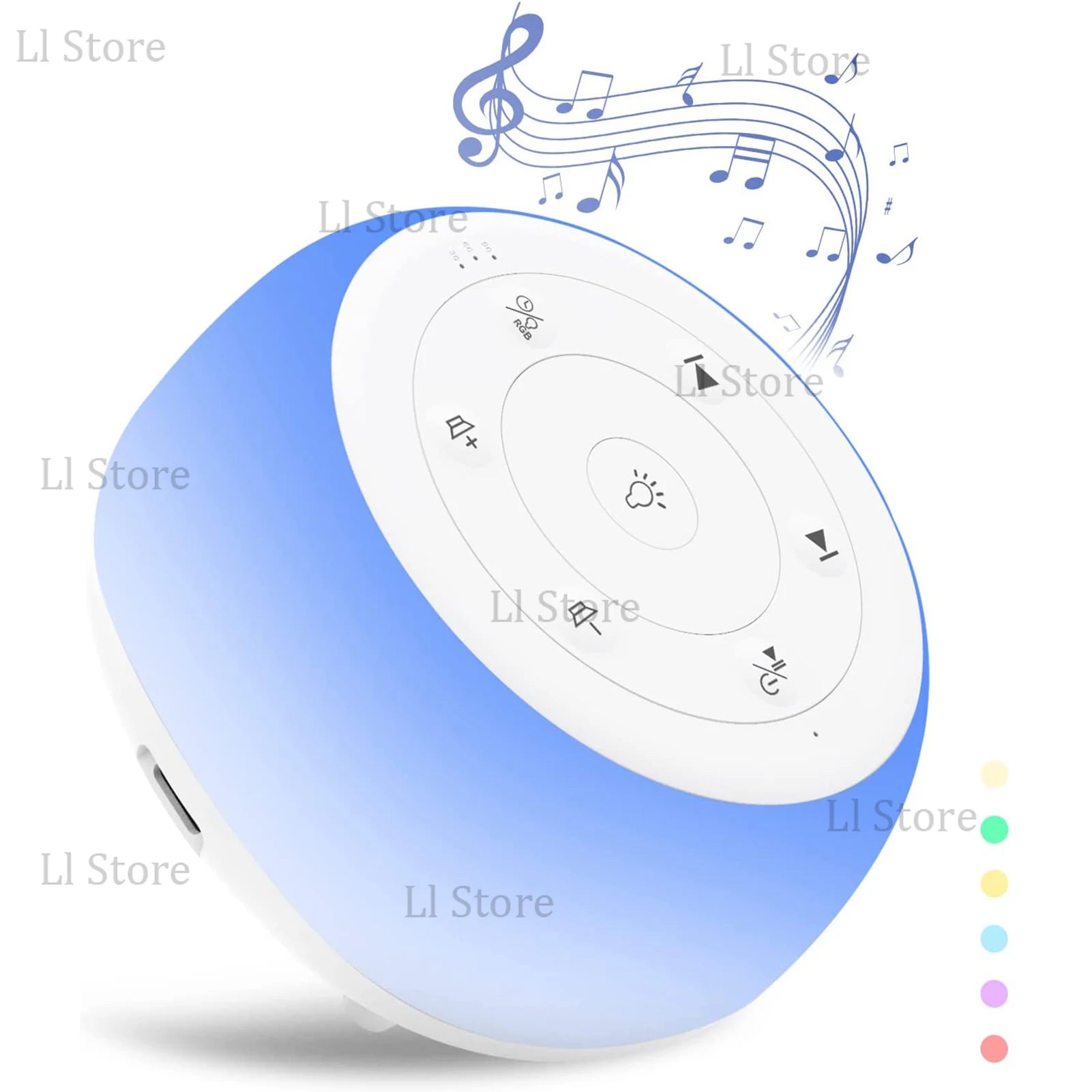 "Maszyna białego szumu dla dzieci 34 dźwięki lampka nocna 7 kolorów"