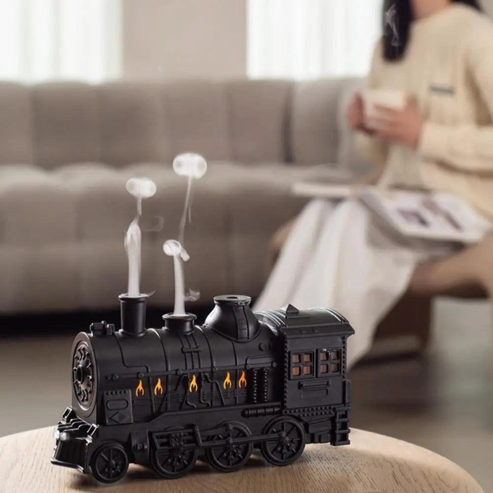 Retro Nawilżacz Powietrza w Kształcie Pociągu z Pilotem - Ultradźwiękowy Dyfuzor Olejków 300ml