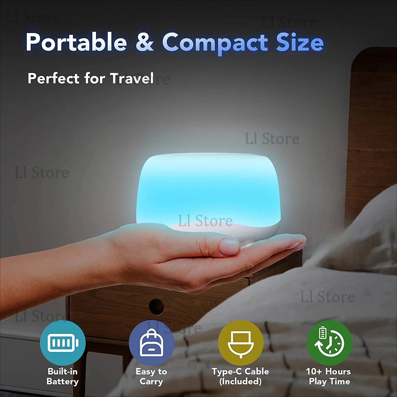 Desktop White Noise Machine Sleep Sound Machine Sleeping & Relaxation for Baby Sleep Soother with 7 Colors Night Lights