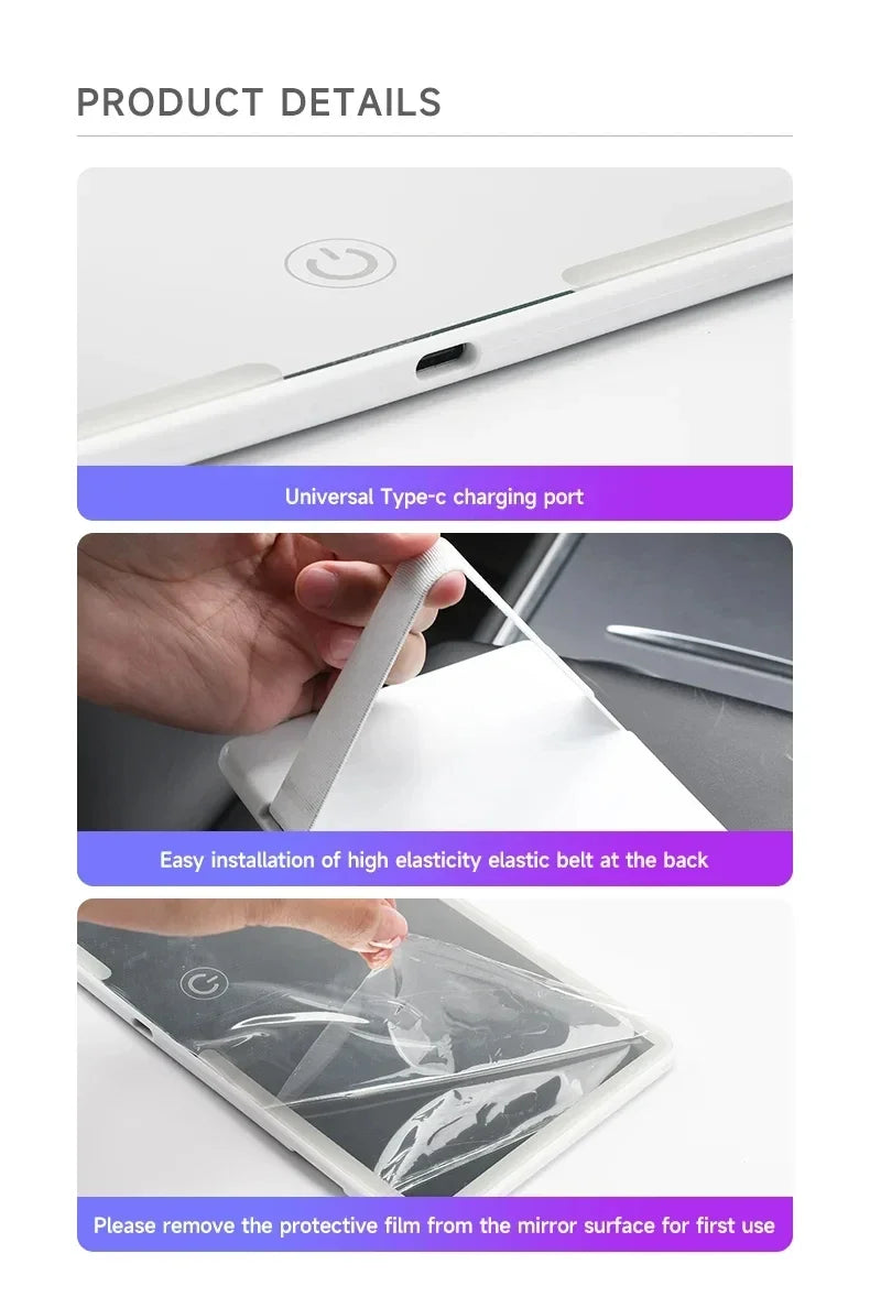 Lusterko Kosmetyczne LED do Samochodu - Uniwersalne Lusterko do Makijażu z Podświetleniem