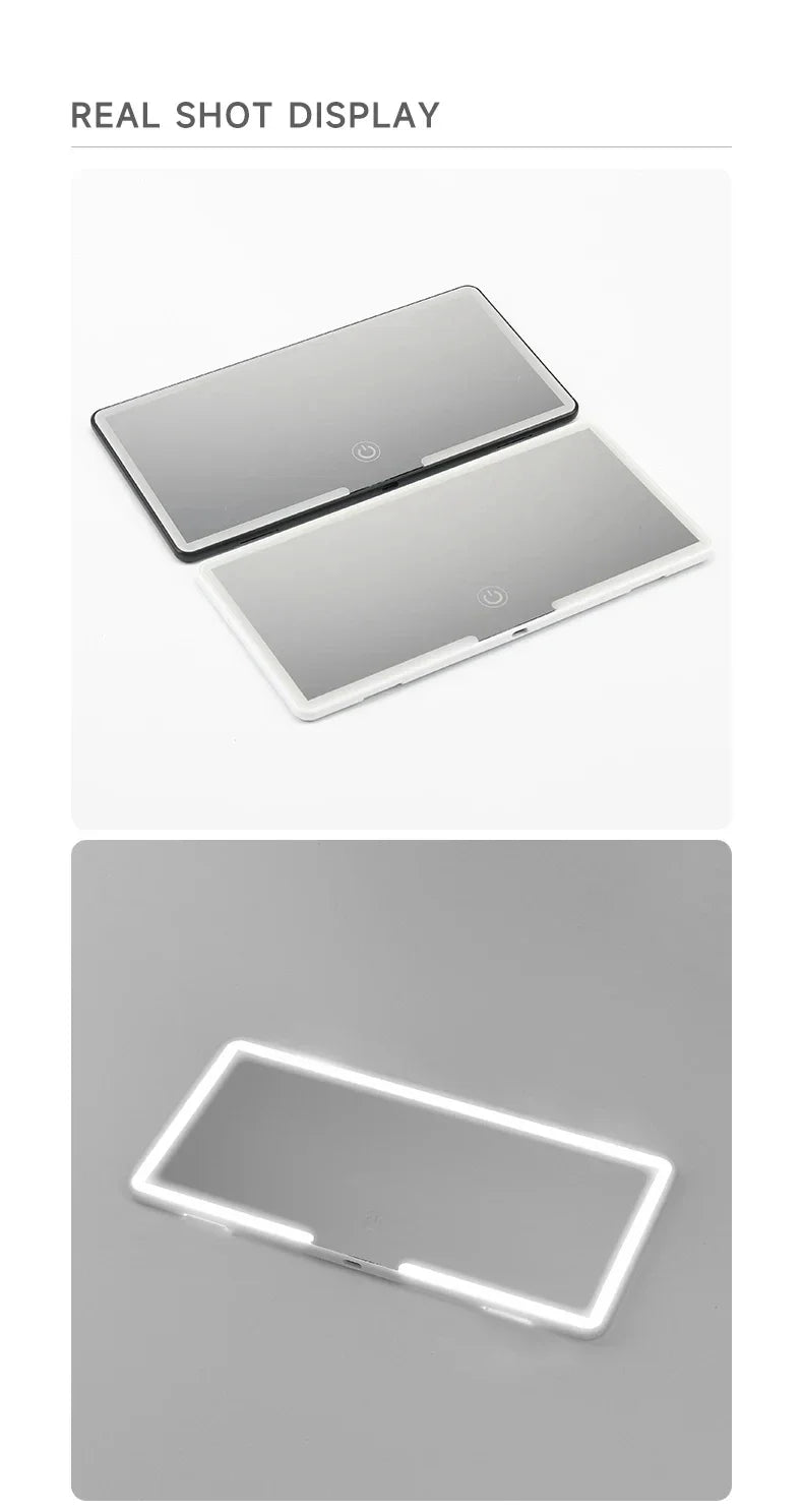 Lusterko Kosmetyczne LED do Samochodu - Uniwersalne Lusterko do Makijażu z Podświetleniem