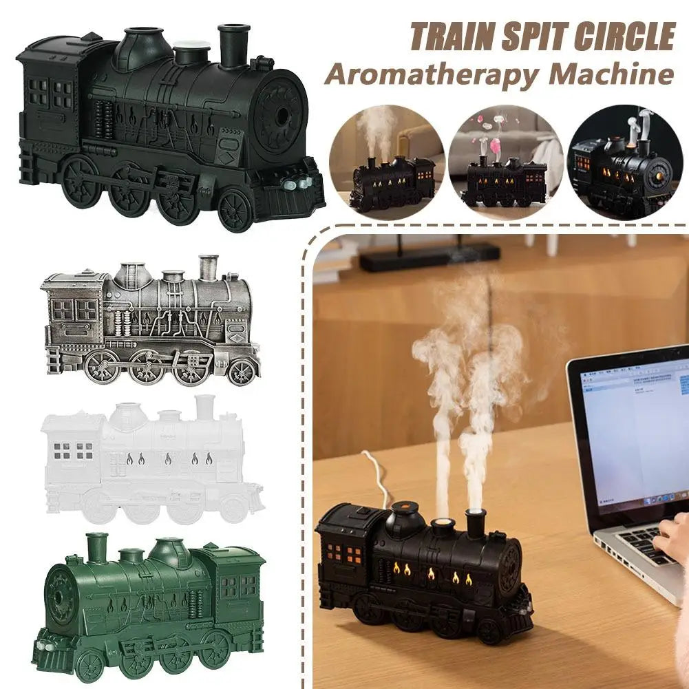 Retro Nawilżacz Powietrza w Kształcie Pociągu z Pilotem - Ultradźwiękowy Dyfuzor Olejków 300ml