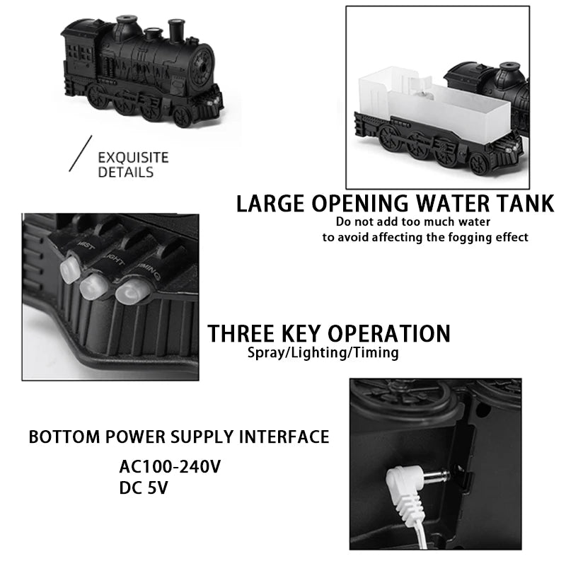 Nawilżacz powietrza w kształcie pociągu 300ml, dyfuzor aromatyczny USB, ultradźwiękowy oczyszczacz powietrza do domu i biura