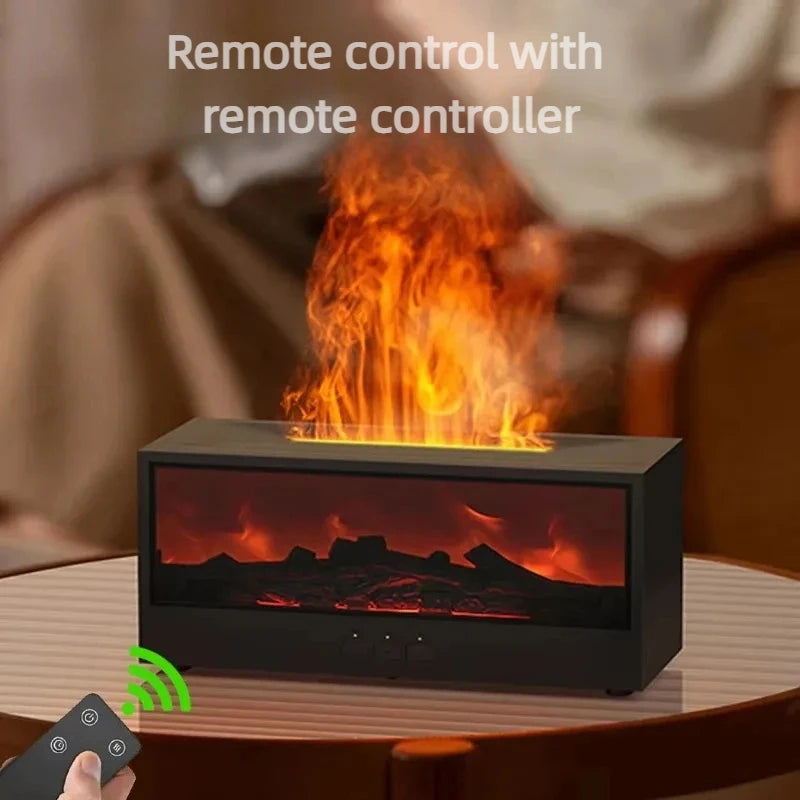 Dyfuzor zapachowy z efektem płomienia 3D, nawilżacz powietrza, kolorowe oświetlenie LED z pilotem, prezent świąteczny