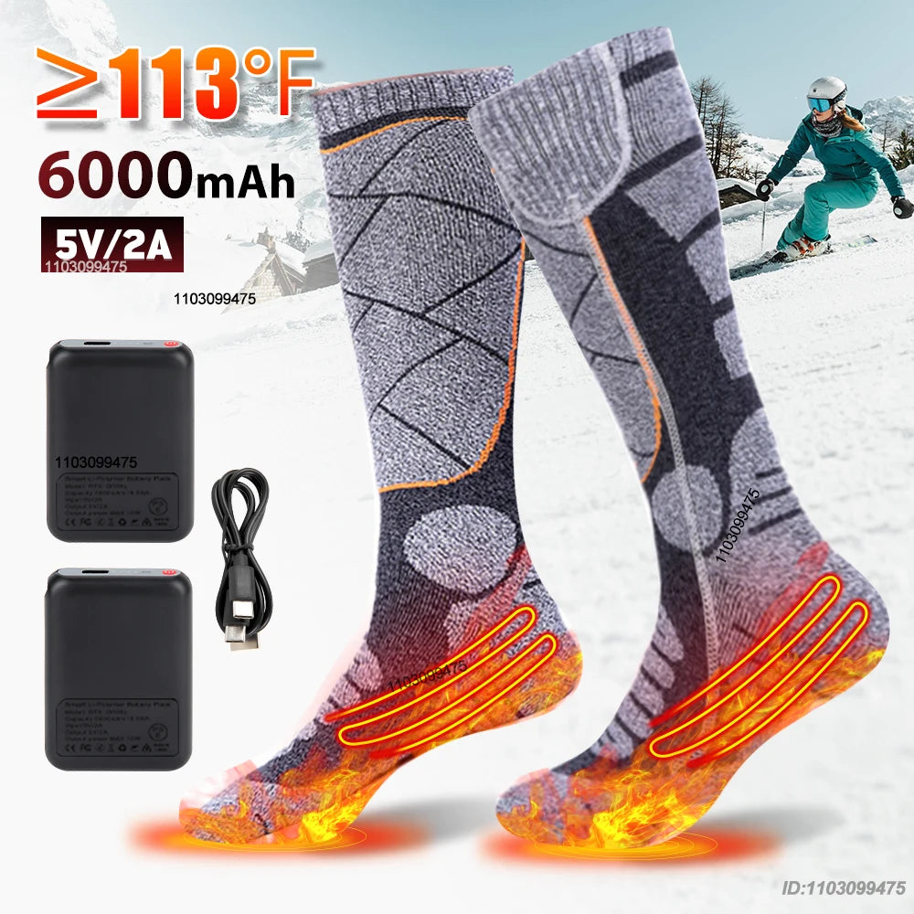 "Skarpety grzewcze elektryczne 6000mAh do narciarstwa i sportów zimowych"