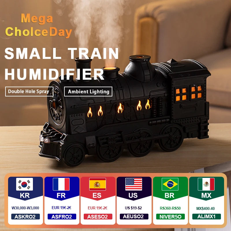 Nawilżacz powietrza w kształcie pociągu 300ml, dyfuzor aromatyczny USB, ultradźwiękowy oczyszczacz powietrza do domu i biura