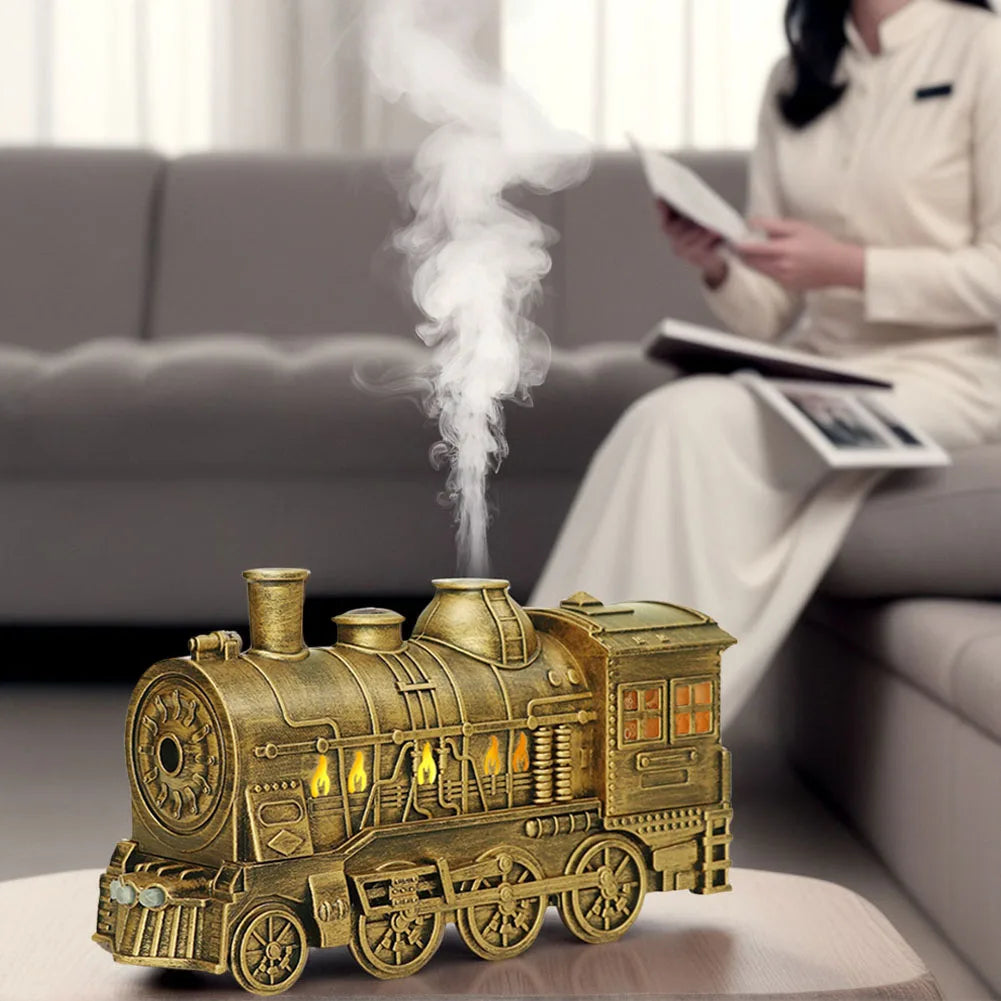Retro Nawilżacz Powietrza w Kształcie Pociągu z Pilotem - Ultradźwiękowy Dyfuzor Olejków 300ml
